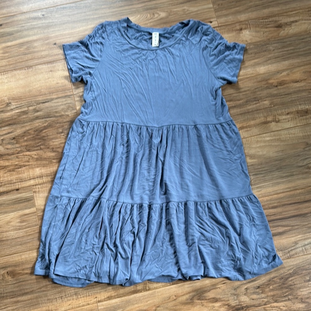 Casual Blue Tiered Dress